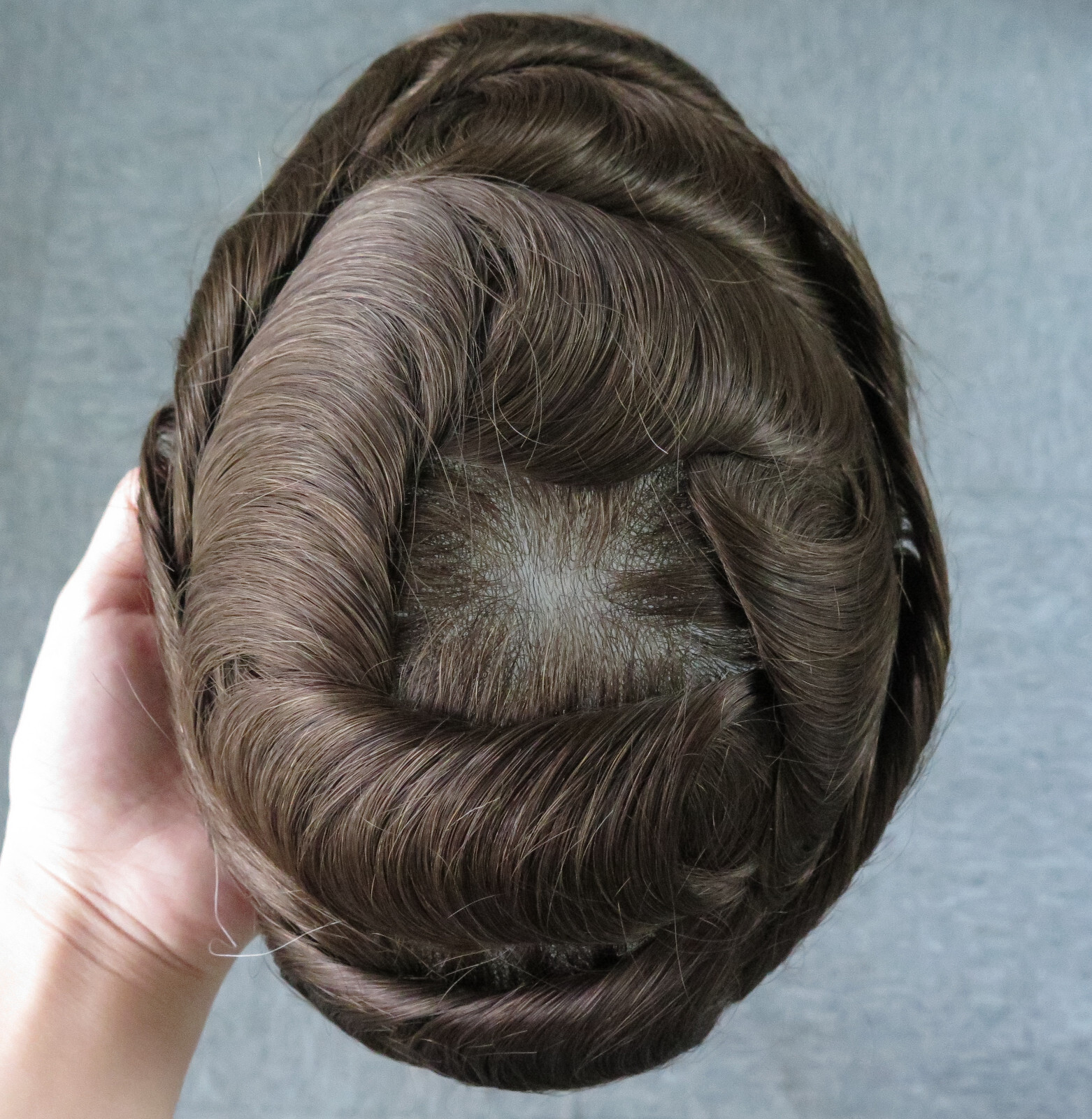 Mens Toupee Human Hair Replacement System Gent Hairpiece Ultra Thin Skin 0.02mm