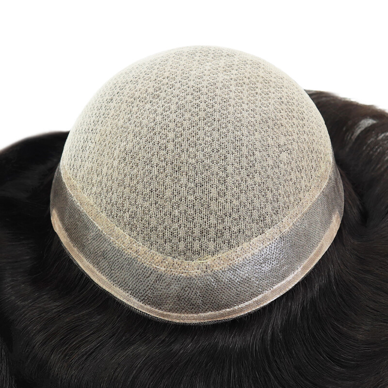 Mens Toupee Human Remy Hair System Silk Top Injection Lace Hairpiece M-lACE #NC