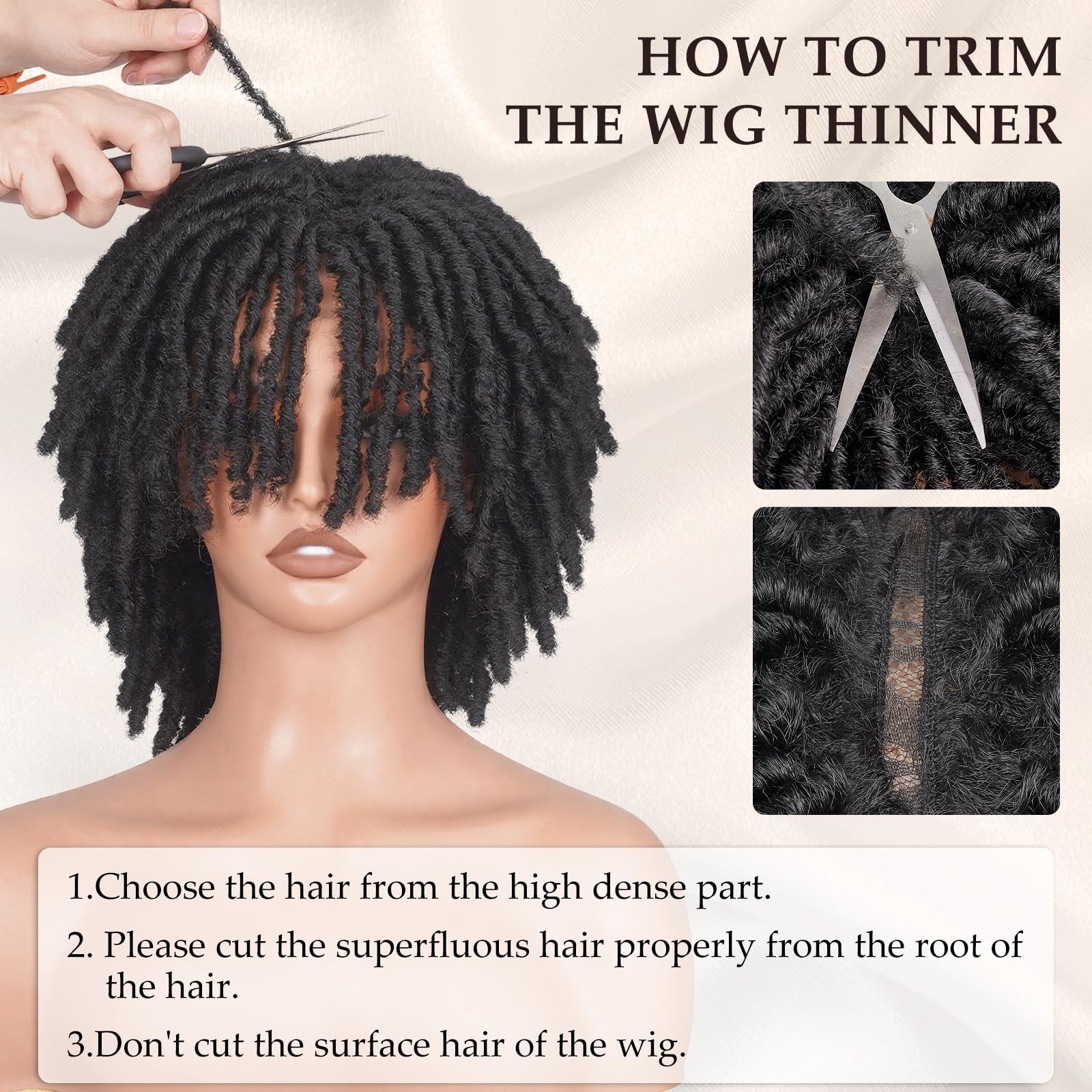 Dreadlock Wig 12 Inch Braided Wigs for Black Women & Men – Short Afro Glueless