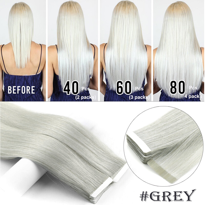 Tape In Balayage Skin Weft Remy Real Human Hair Extensions Full Head 200g WAVY