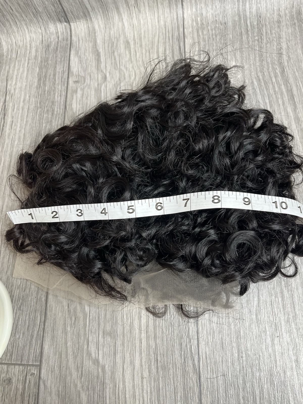Curly Human Hair wig 10 Inches Dark Brown 1B With Lace And Baby Hair C22