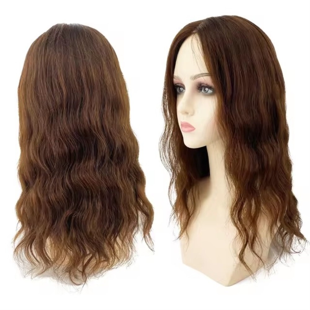Dark Brown Silk Base Topper Human Hair Women Silk Top Hair Piece for Hair Loss