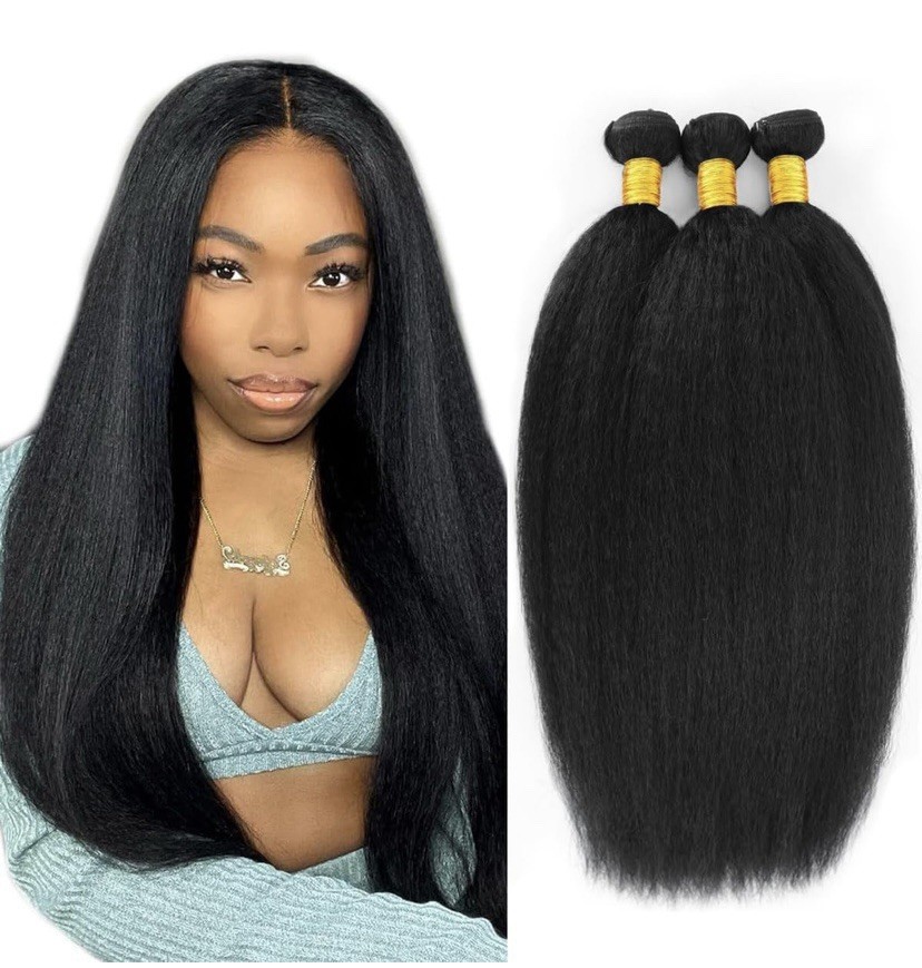 Black Straight Human Hair Weft Extensions, 3 Bundles, 21-30 in