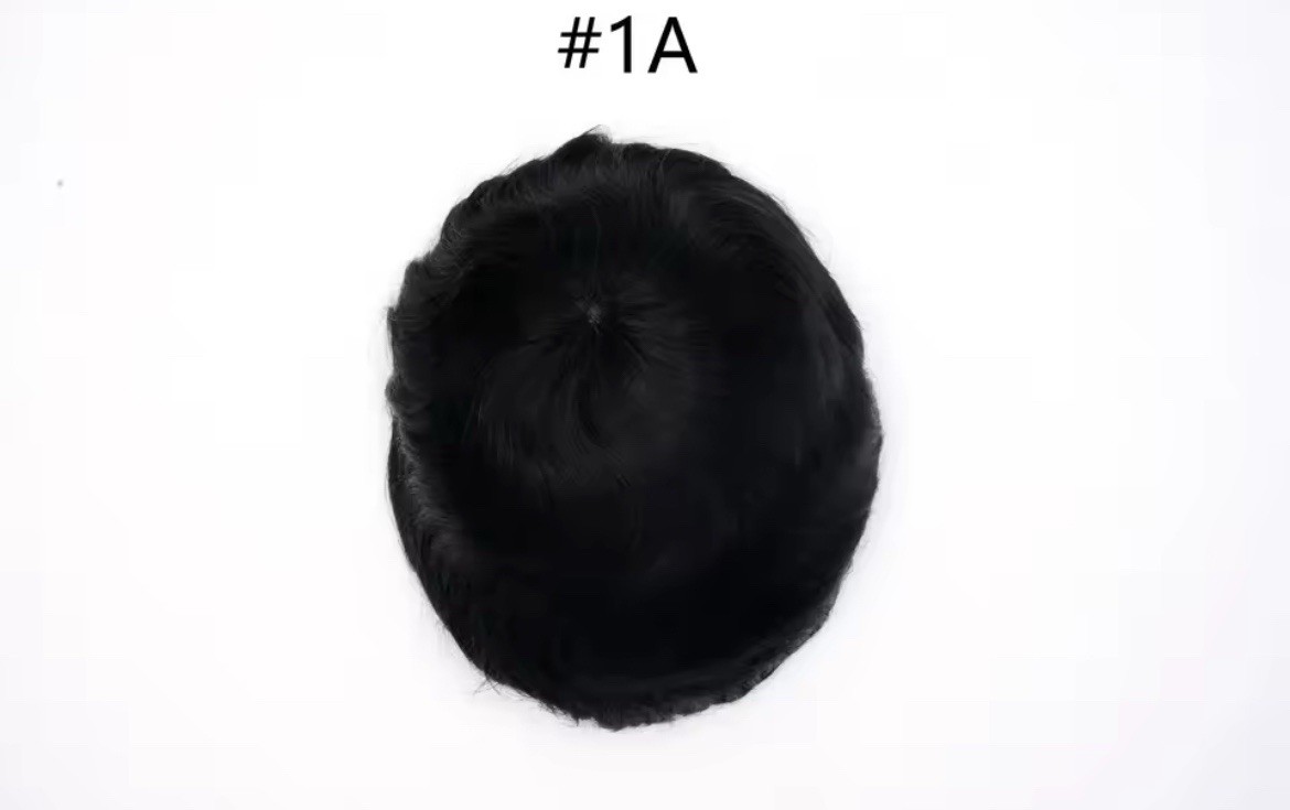 Men’s Human Hair Toupee Hairpiece Transparent Ultra-Thin Skin V-Loop Wavy