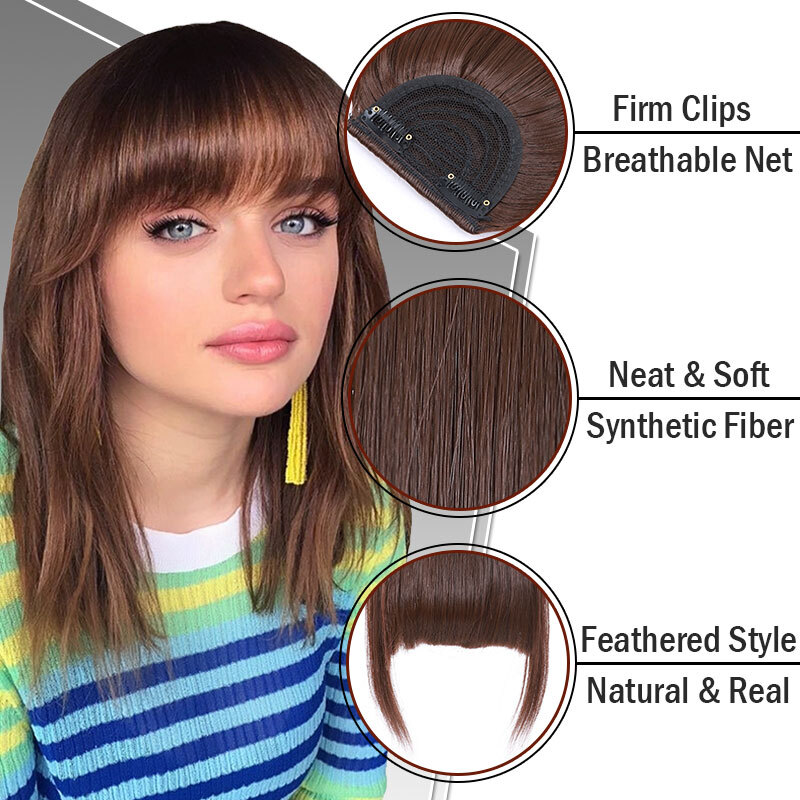 French Fringe Bangs Front Forehead Hairpiece Clip in Hair Extensions As Human
