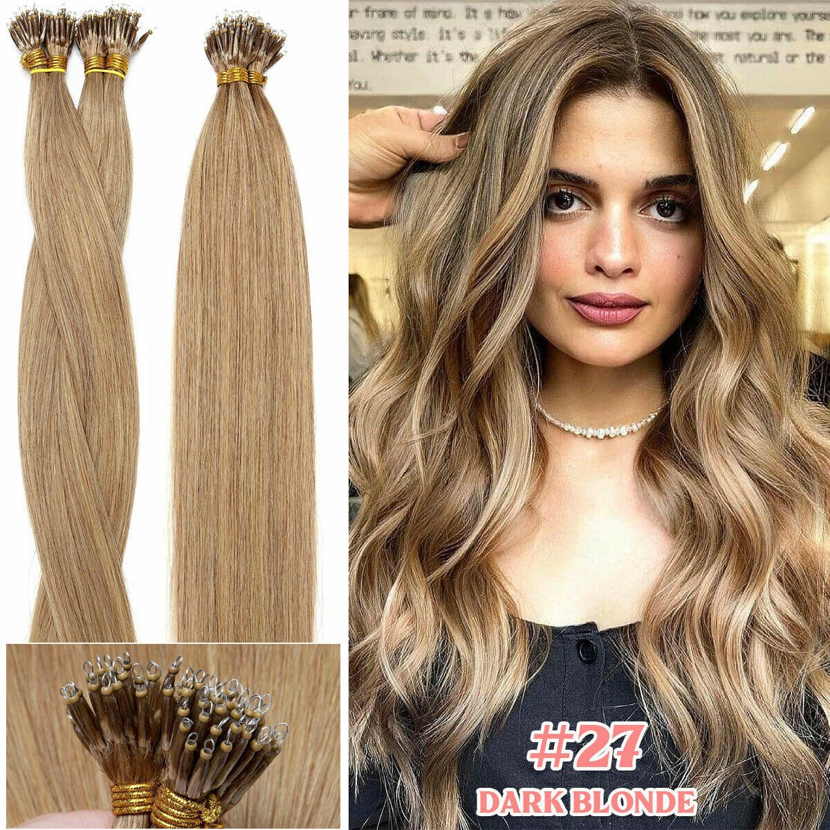 Nano Ring Hair Extensions Premium Remy Human Hair Micro Nano Bead Full HeadThick