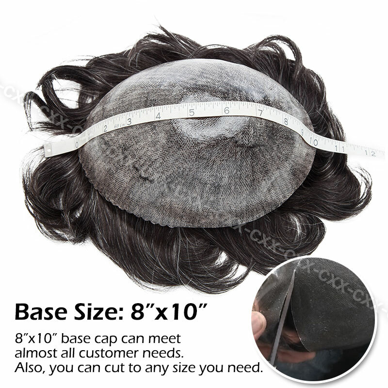 Mens Toupee Hairpiece PU Thin Skin 100% Human Hair System Replacement Wig Silver