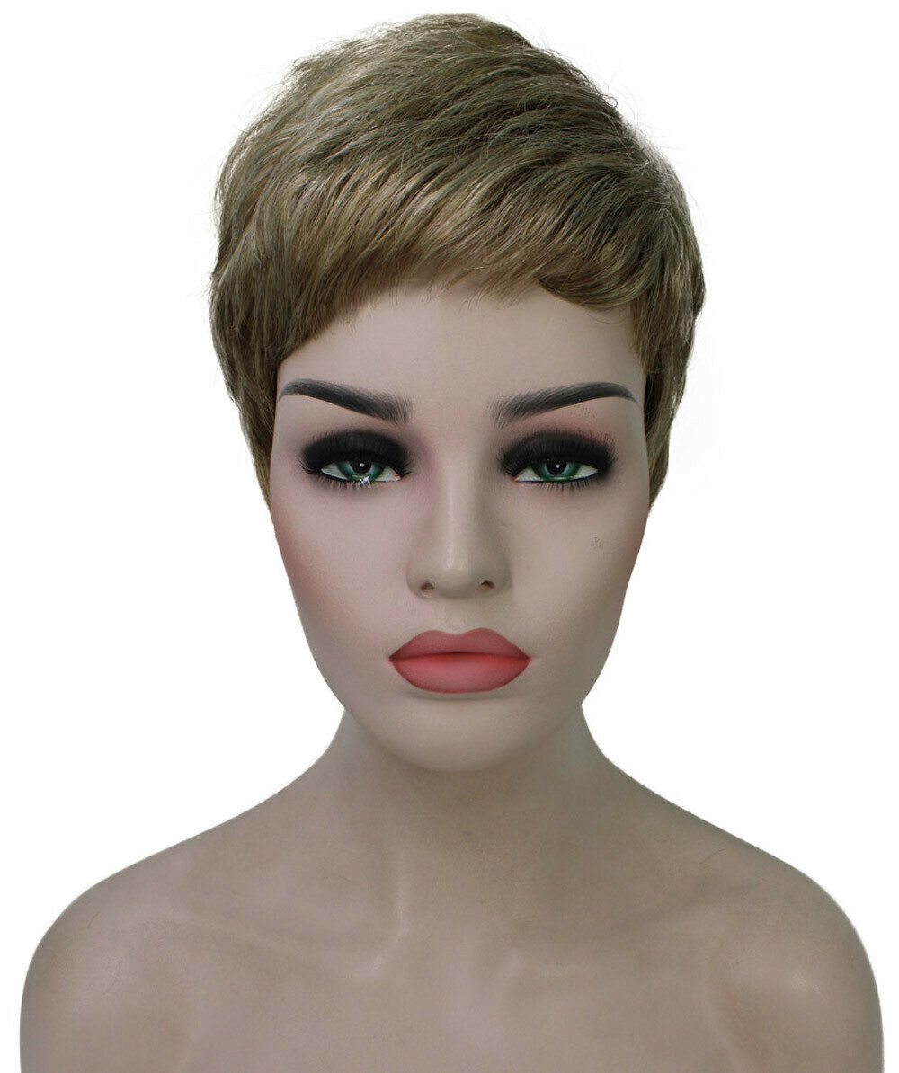 Lucille – Srraight Kanekalon Synthetic Fiber Full Wig, 1.75-3.25 in, Ash Blonde
