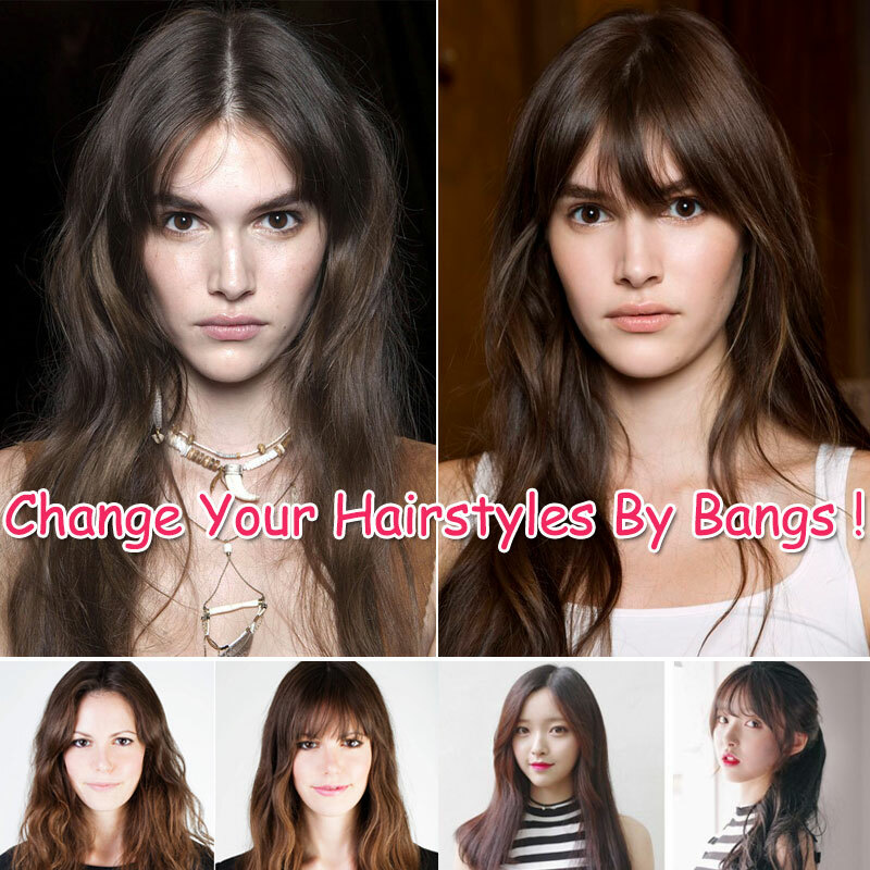 Thick/Thin Fringe Bangs 100% Remy Human Hair Extensions Clip In Hairpiece Brown