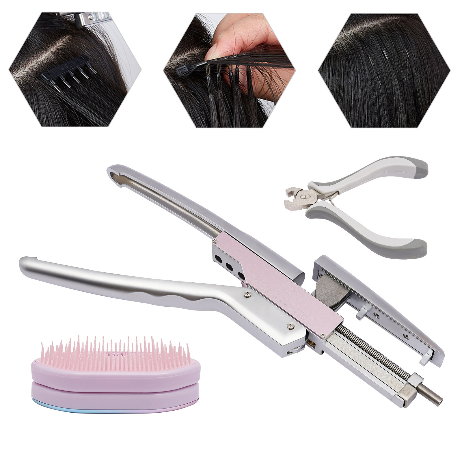 6D Human Hair Extension Machine Sets Salon Fusion Metal Connector Tool Kits