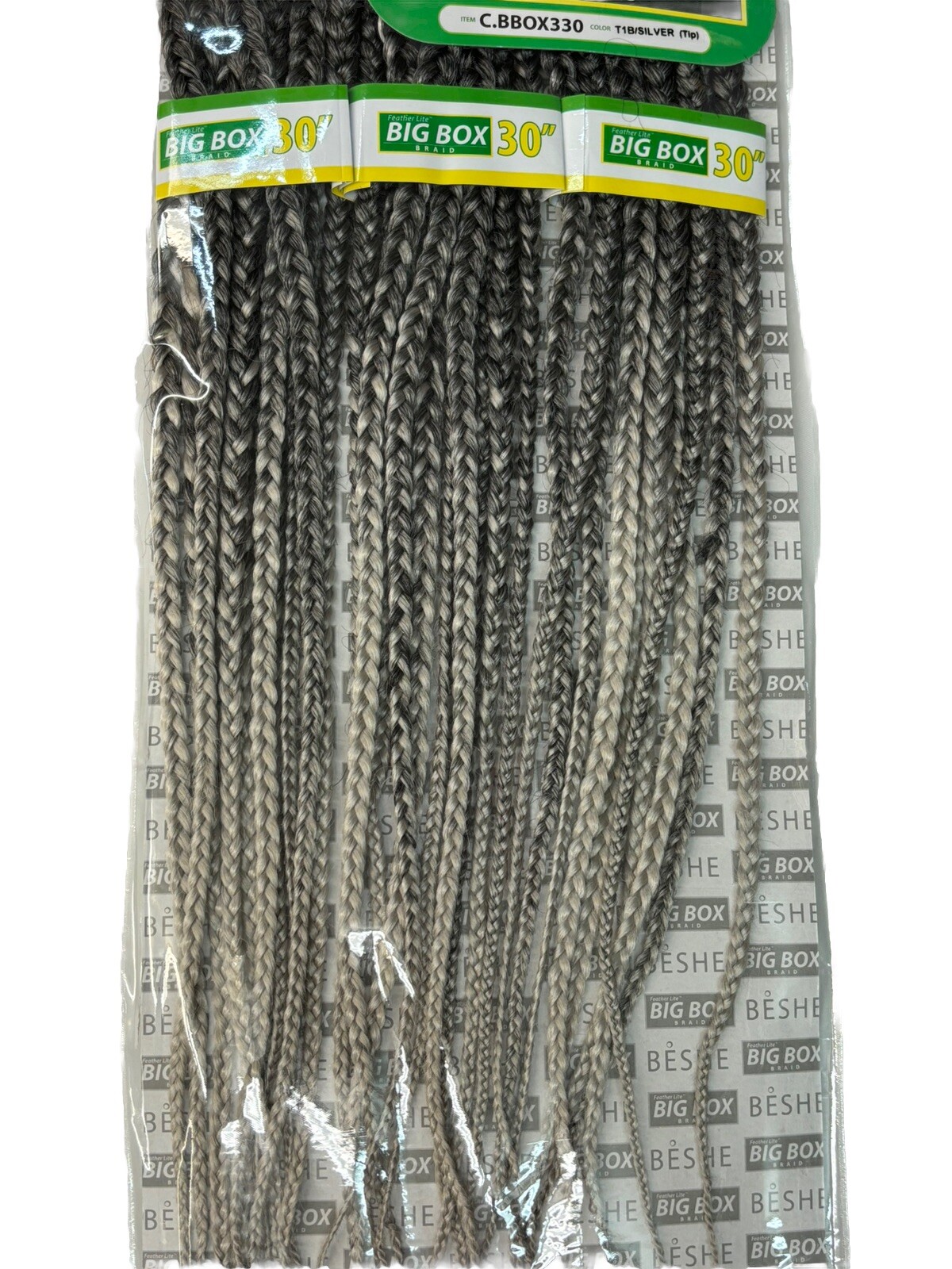 BIG BOX BRAID 30″ CROCHET PRE-LOOPED 3X 30 STRANDS / Salt And Pepper Color OMBRÉ