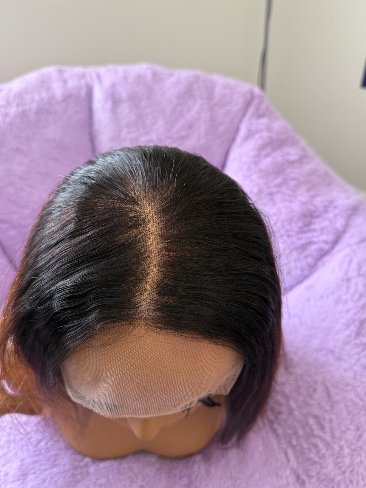 Custom Color Black Highlight Human Hair Yaki Straight Wig (24 inches)