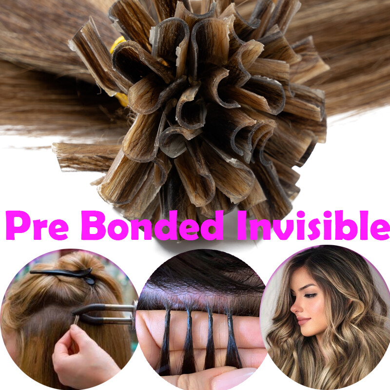 100G THICK U Tip Nail Tip Pre Bonded Keratin 100% Human Hair Extensions 16-24in