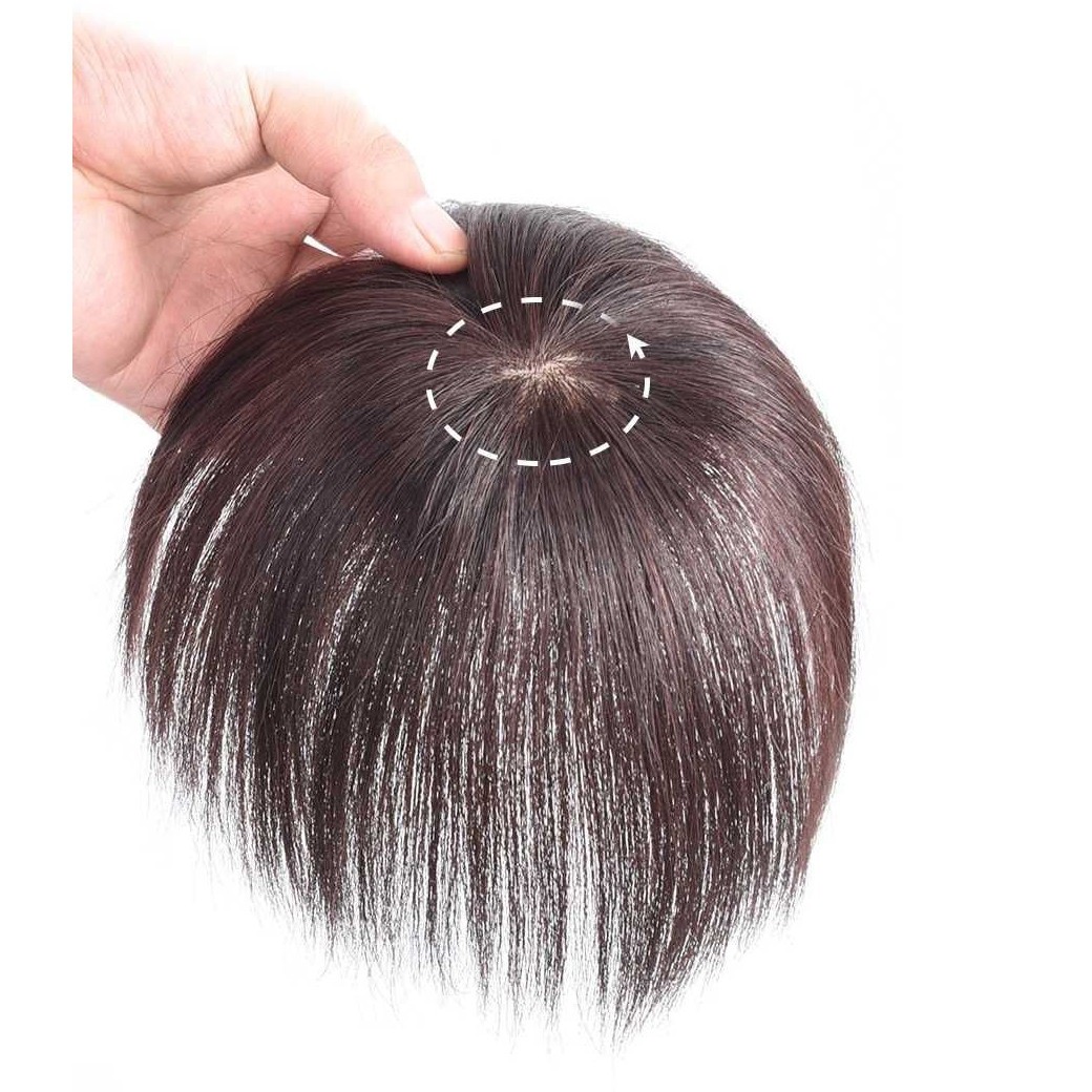 Silk Base Straight Clip In Human Hair Toppers For Loss Thin Hair Top Replacement