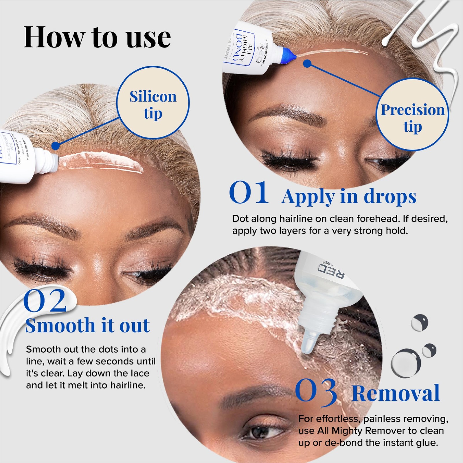 All Mighty Bond Lace Wig Glue, Dual Tip, Instant Dry, Water Resistant, Strong…