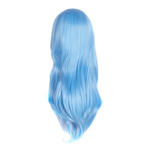 28″ 70cm Long Curly Hair Ends Costume Cosplay Wig (Azure)