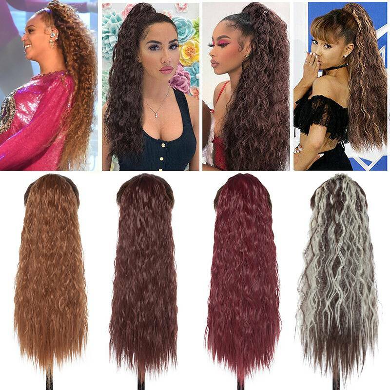 22″ Drawstring Natural Yaki Ponytail Kinky Real THICK As Human Hair Extensions