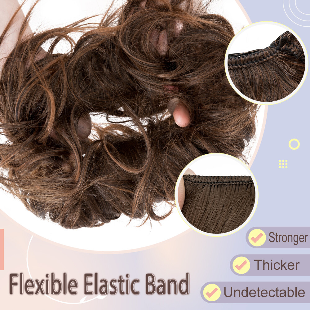 LARGE Real Thick Messy Bun Hair Piece Scrunchie Updo Wrap Extensions as Human US