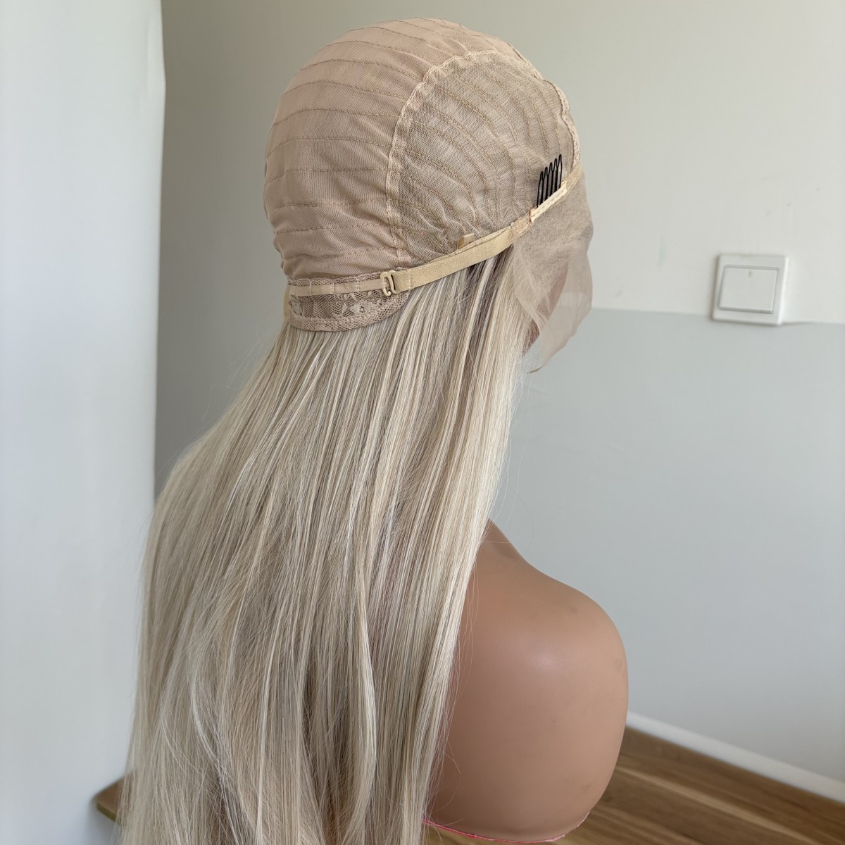 Bleach Blonde Heat Resistant Synthetic Hair Long Straight Lace Front Wigs