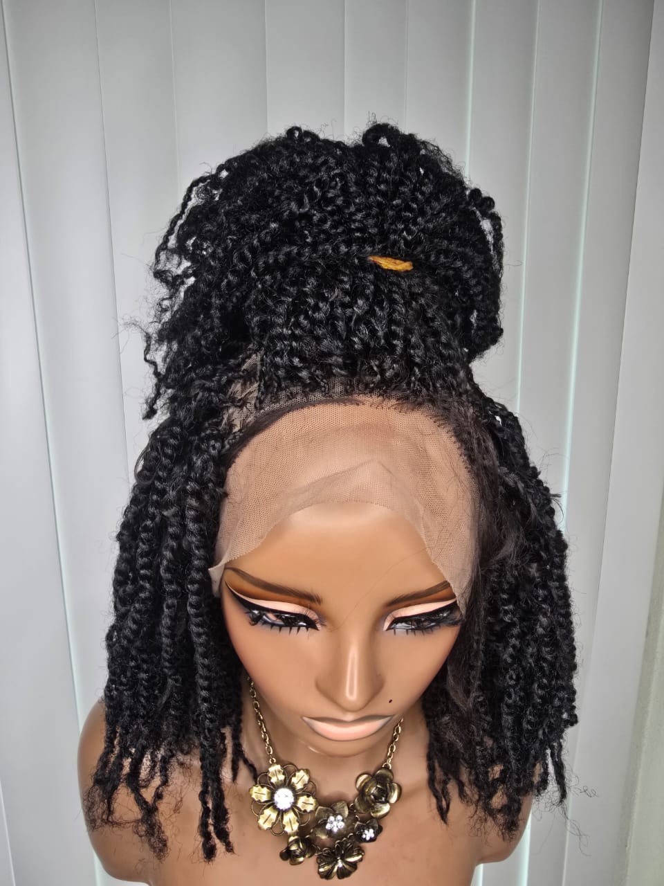 Black 360 Full Lace Kinky Twist Synthetic Braided Wig – Natural, Classy & Ready