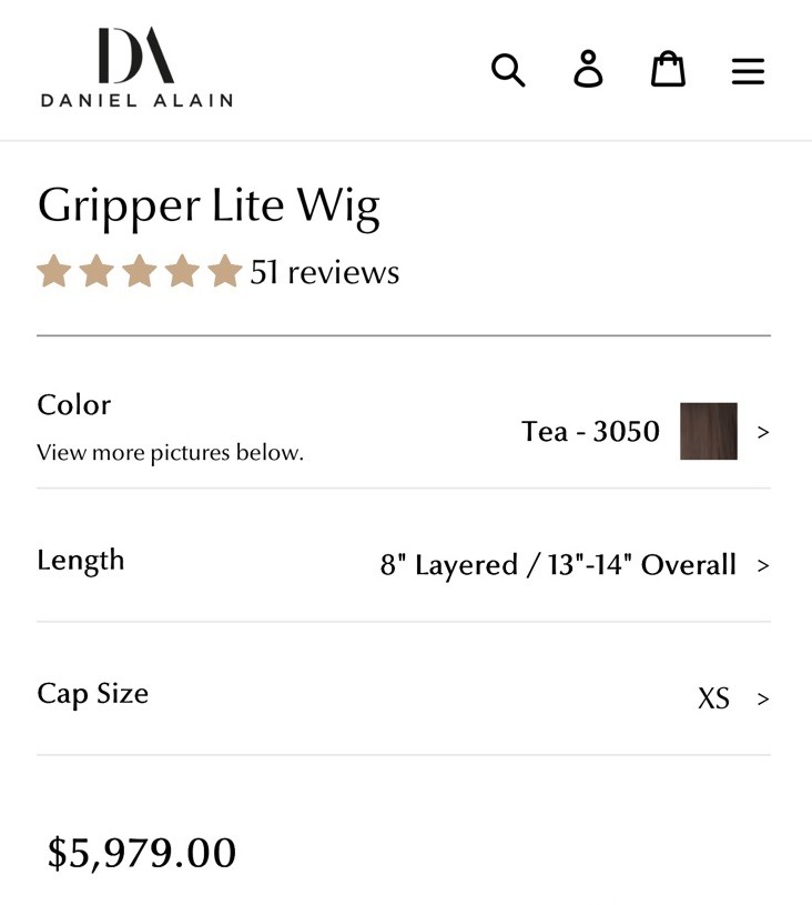 Custom Chic Gripper Follea by Daniel Alain European Real Human Hair Medical Wig