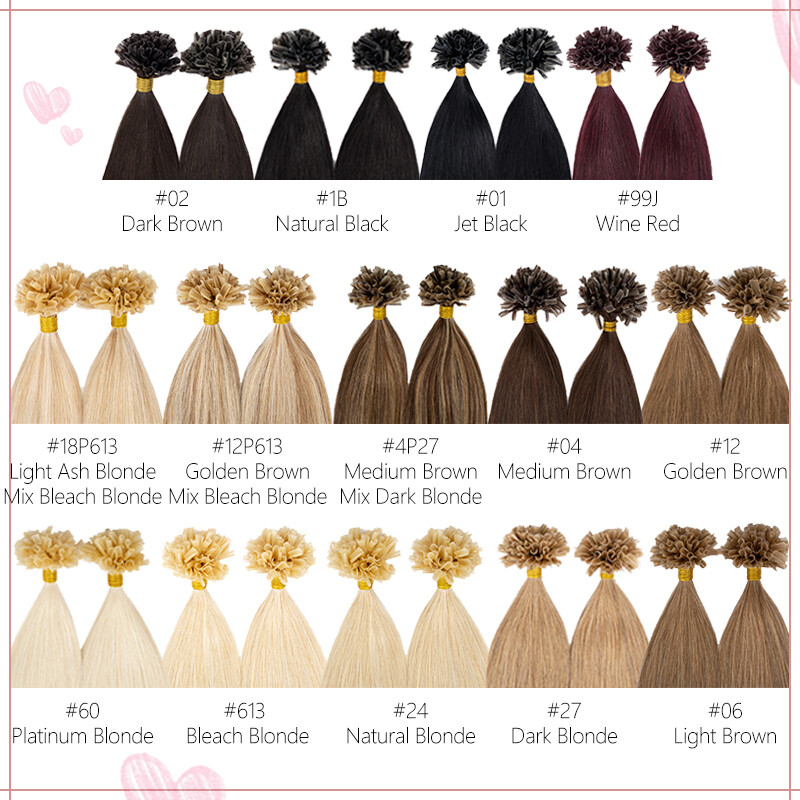 Keratin Pre-bonded Nail U Tip 100% Remy Russian Human Hair Extensions Balayage