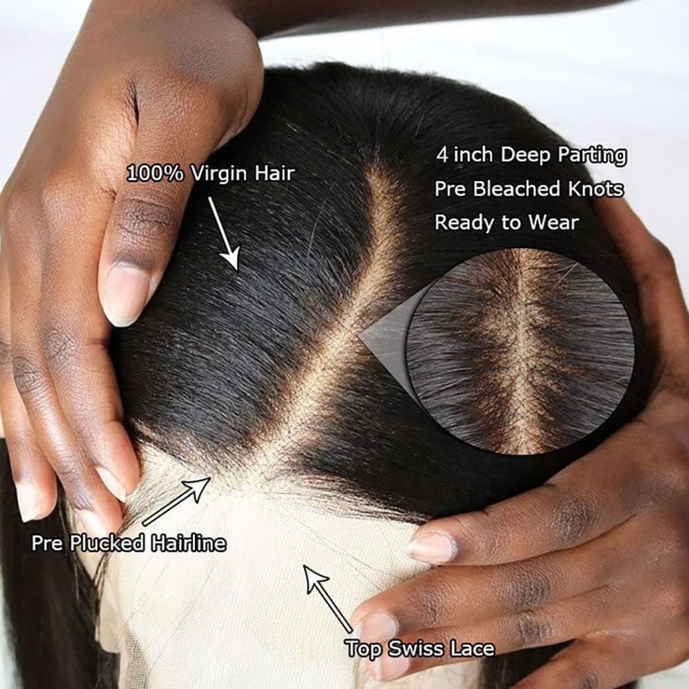 Stogedest 4X4 Hd Lace Closure Wigs Human Hair Body Wave 4X4 Lace Front Wig For