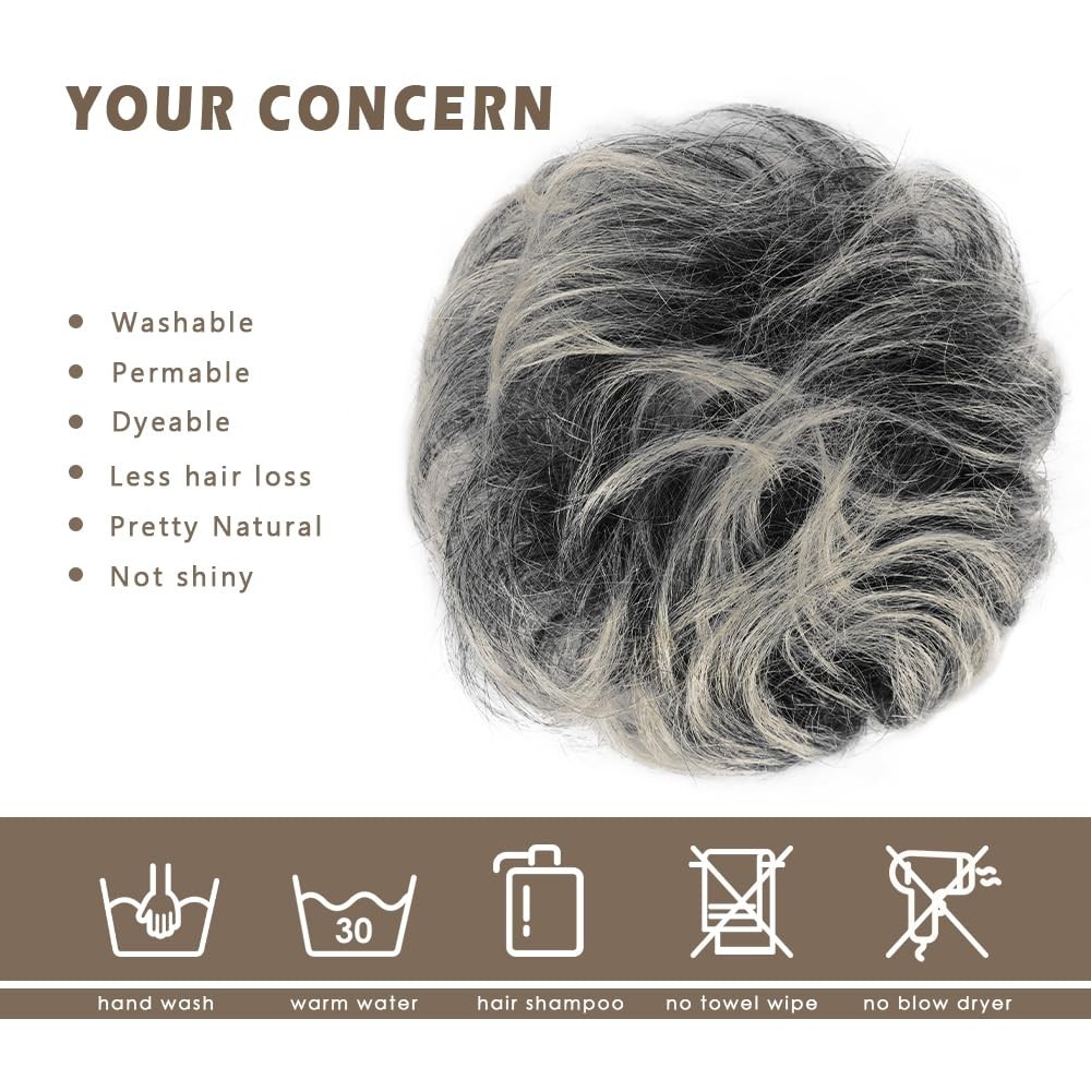 Soft Gray Salt and Pepper Bun – Human Hair Extension