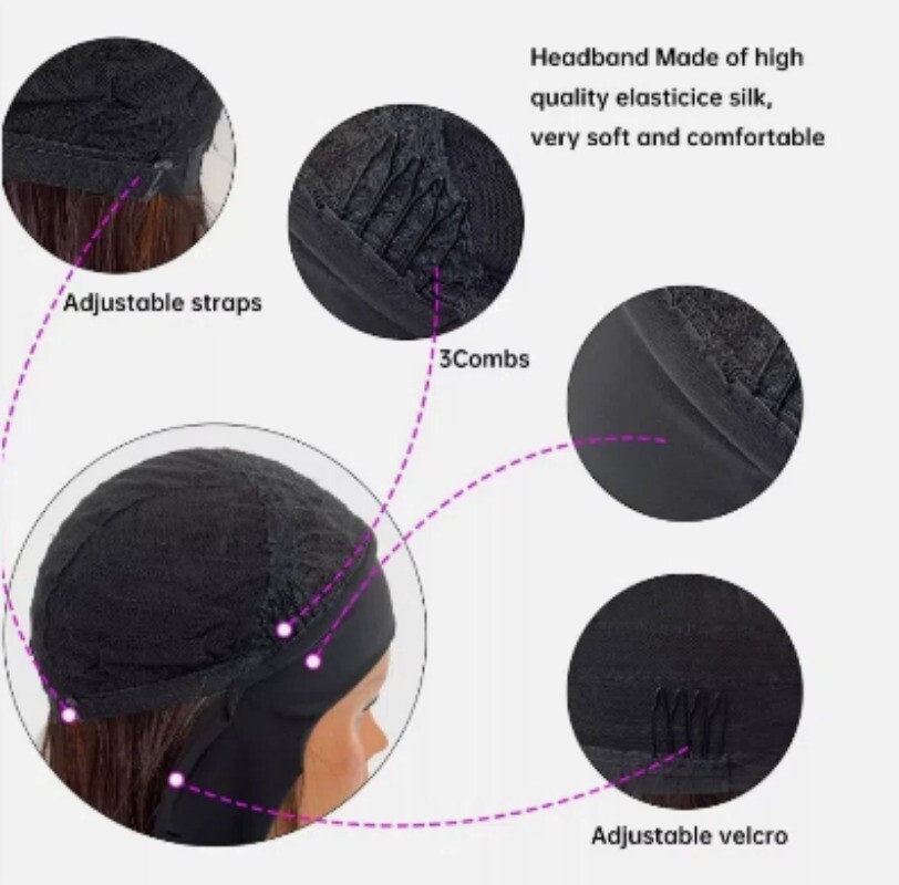 Mixed Brown Short Straight Synthetic Headband Wigs for Black Women Bob Hair Wigs