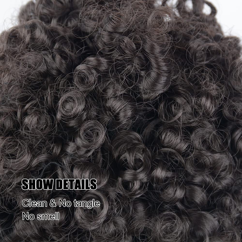 Curly Wavy Afro Puff Drawstring Ponytail 6 Inch 80g Natural Black Loose Wave