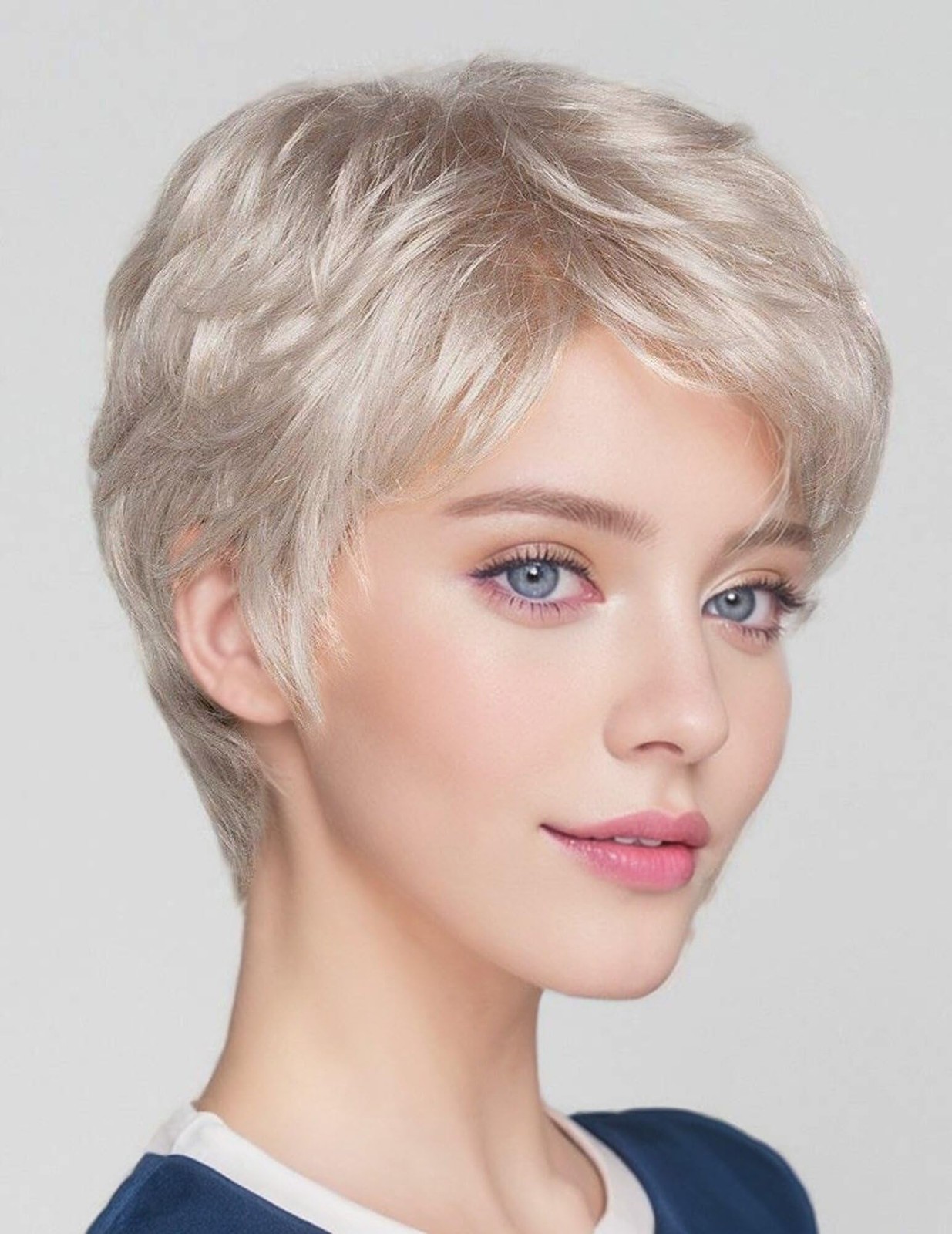 Swiking Short Pixie Cut Blonde Mix Grey Wigs for 1 Count (Pack of 1),