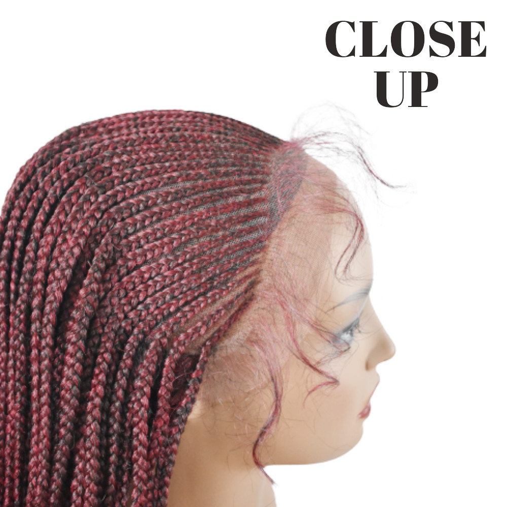 Micro Cornrow Box Twist Braided Lace Front Wig Baby Hair Kanekalon Synthetic US