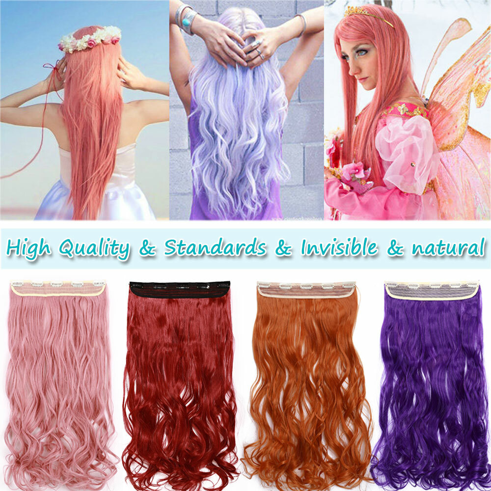 Real as Human Curly Straight Hairpiece 5Clips One Piece Clip in Hair Extensions