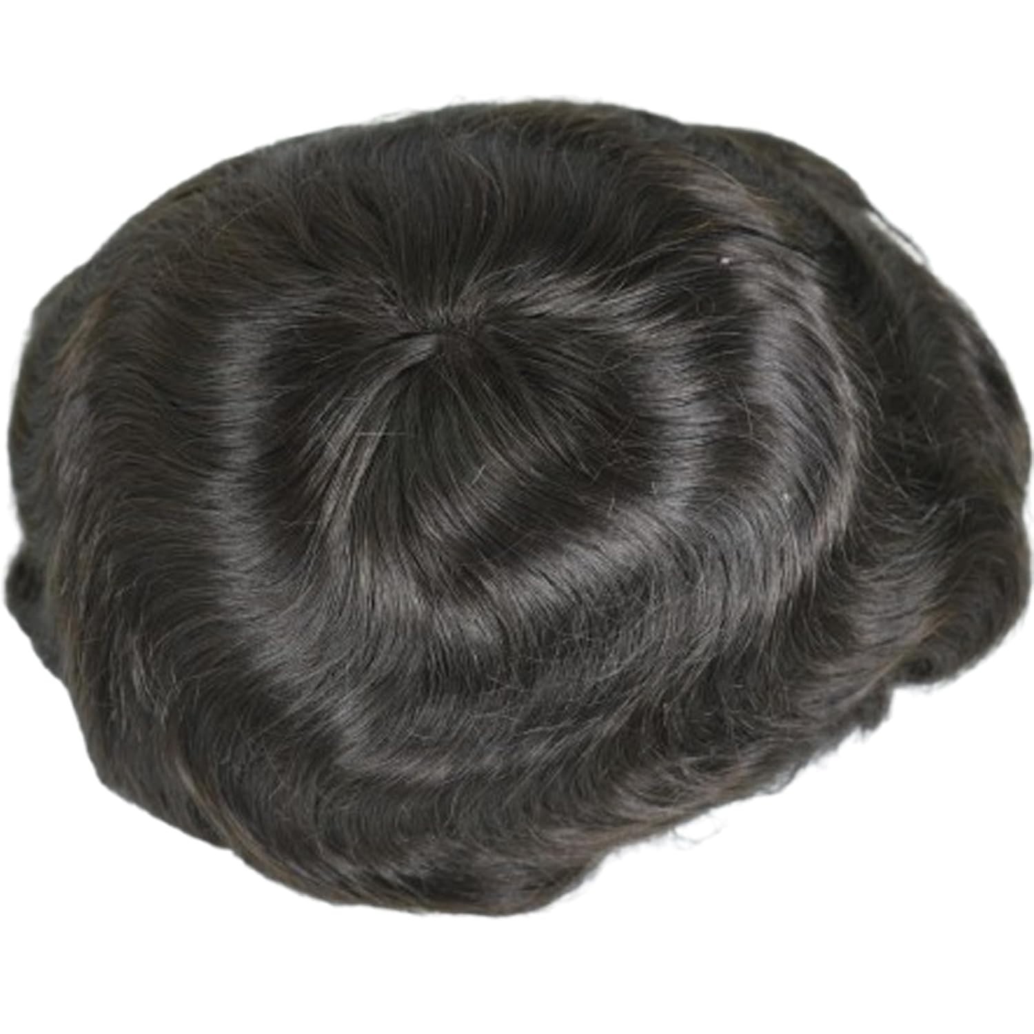 7″ Durable Men’s Human Hair French Lace Front & Skin PU 8×10″ #2 Dark Brown