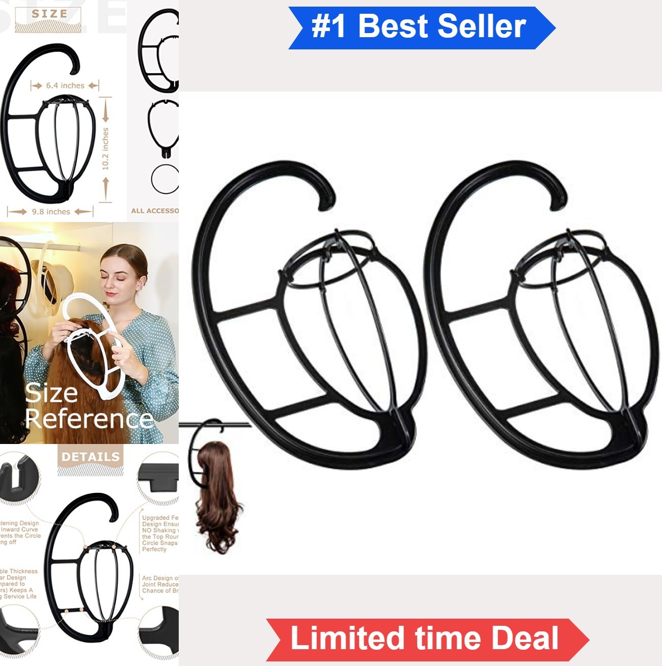 Hanging Wig Stand 2 Pack Plastic Drying Holder For Long Short Wigs Travel Hat