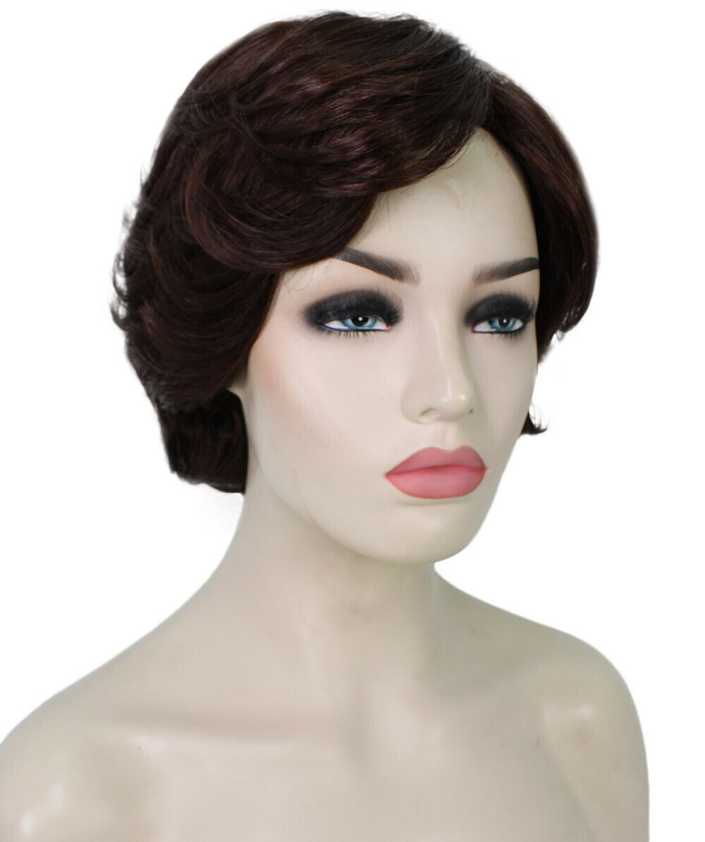 Lana – Straight Kanekalon Synthetic Fiber Full Wig, 3.25 – 6.5 in, Dark Auburn