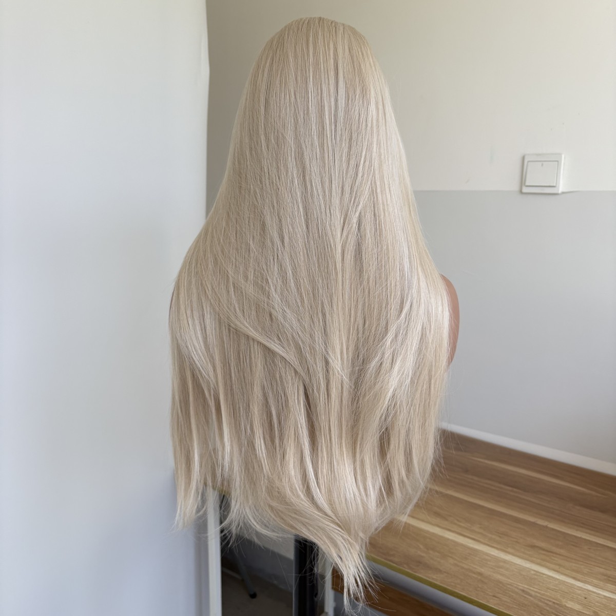 Bleach Blonde Heat Resistant Synthetic Hair Long Straight Lace Front Wigs