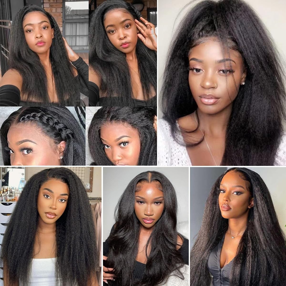 Kinky Straight 100% Human Hair Extensions 3 Bundles 300g Itial Yaki Hair Weft