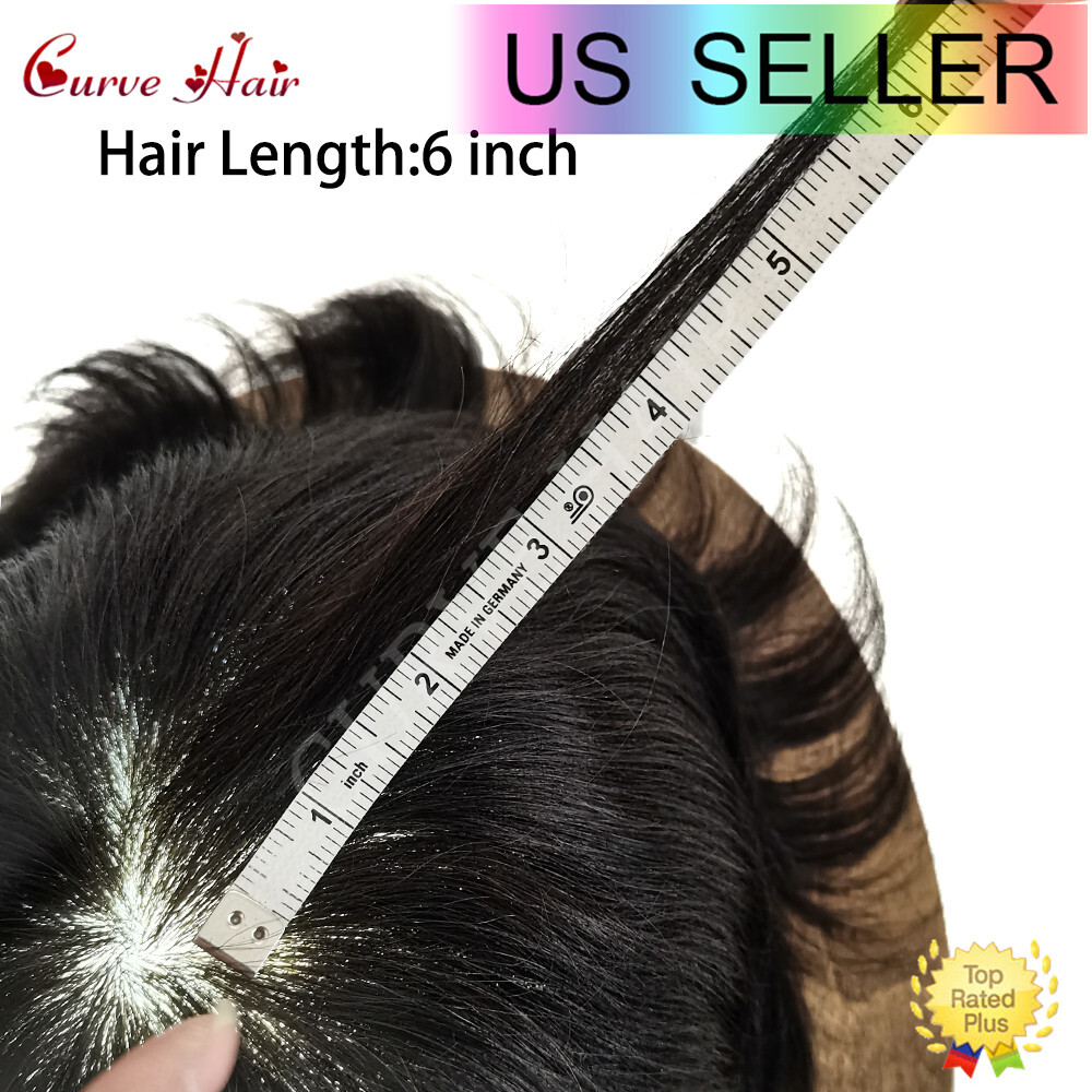 50+ Color Men Toupee Hair Replacement System Full Poly Thin Skin Human HairPiece