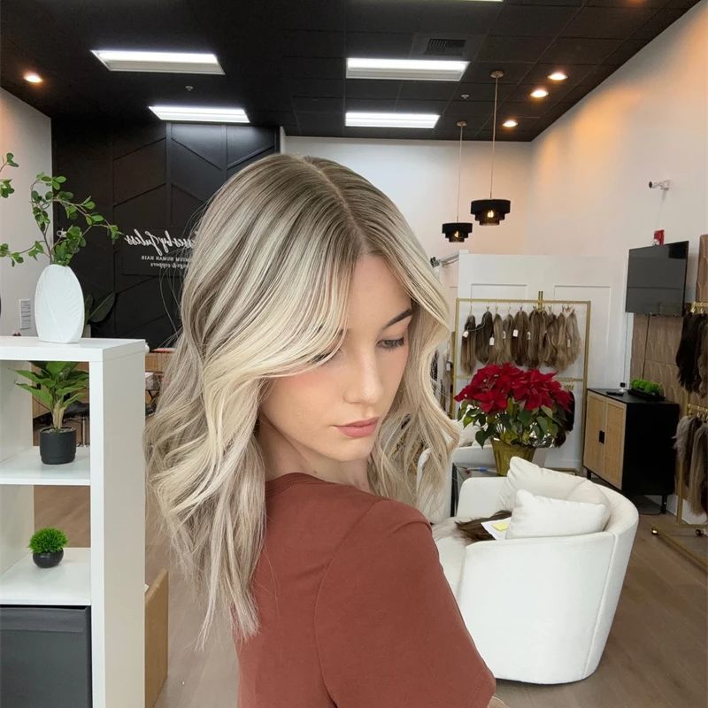 14 Inches Ombre Ash Blonde Brown Colored Brazilian Remy Human Hair Lace Front