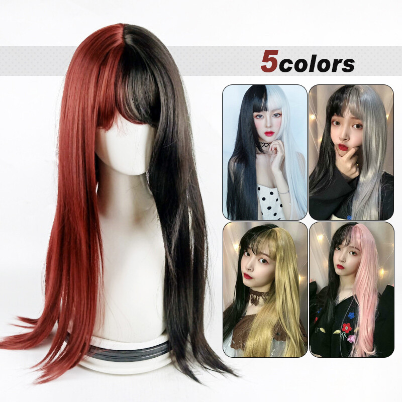 Two-tone Long Straight Hair Japanese Harajuku Wig Lolita Princess Kawaii Woman’s