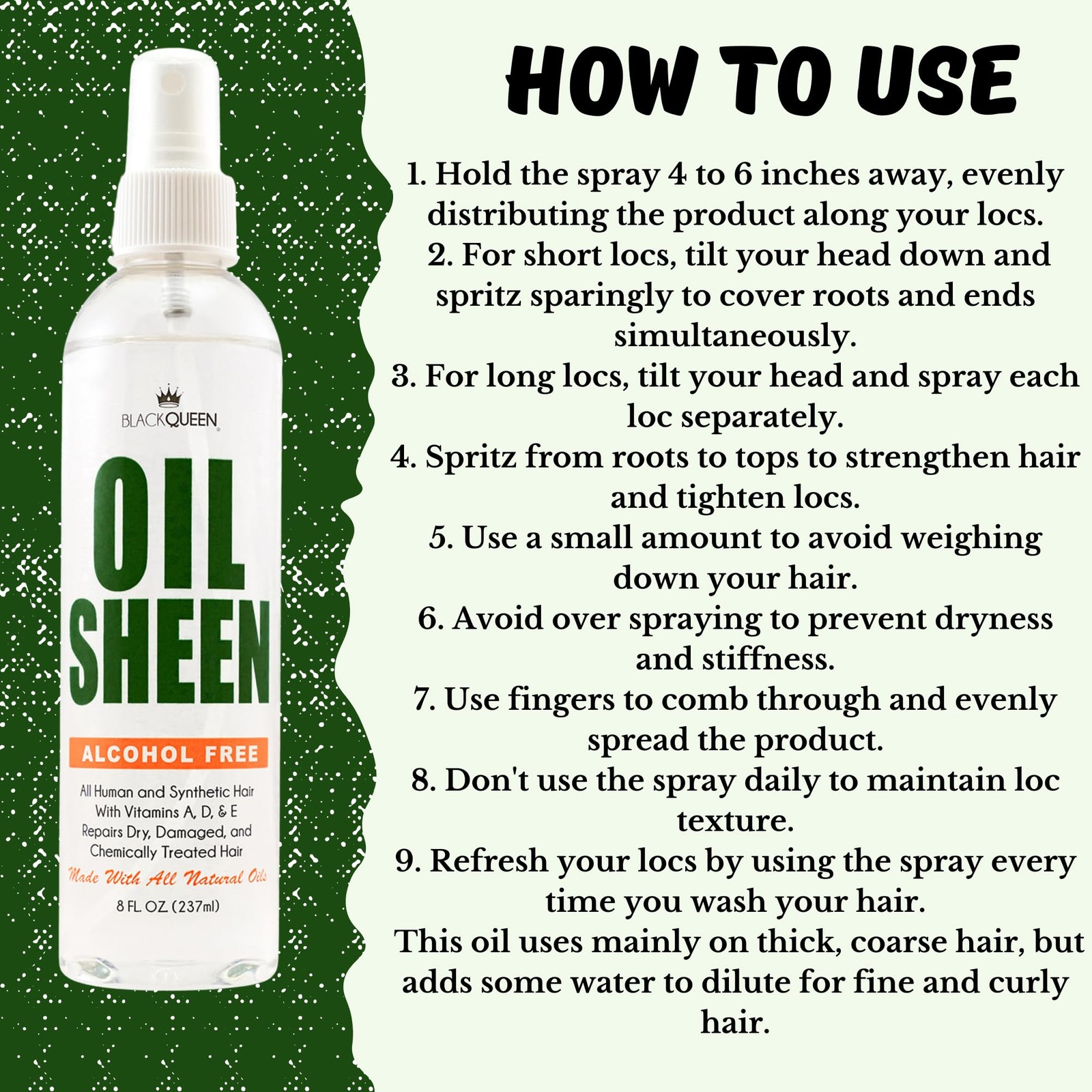 Hair Oil Sheen Spray for Locs, Dreadlocks, Faux Locs, Twists, Braids, Crochet…