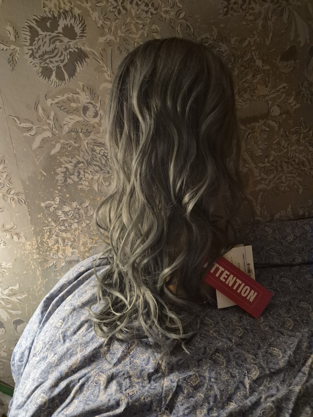 Rene of Paris Long Wavy Synthetic Gray Wig Smoky Forest Classic Cap Mono-Part
