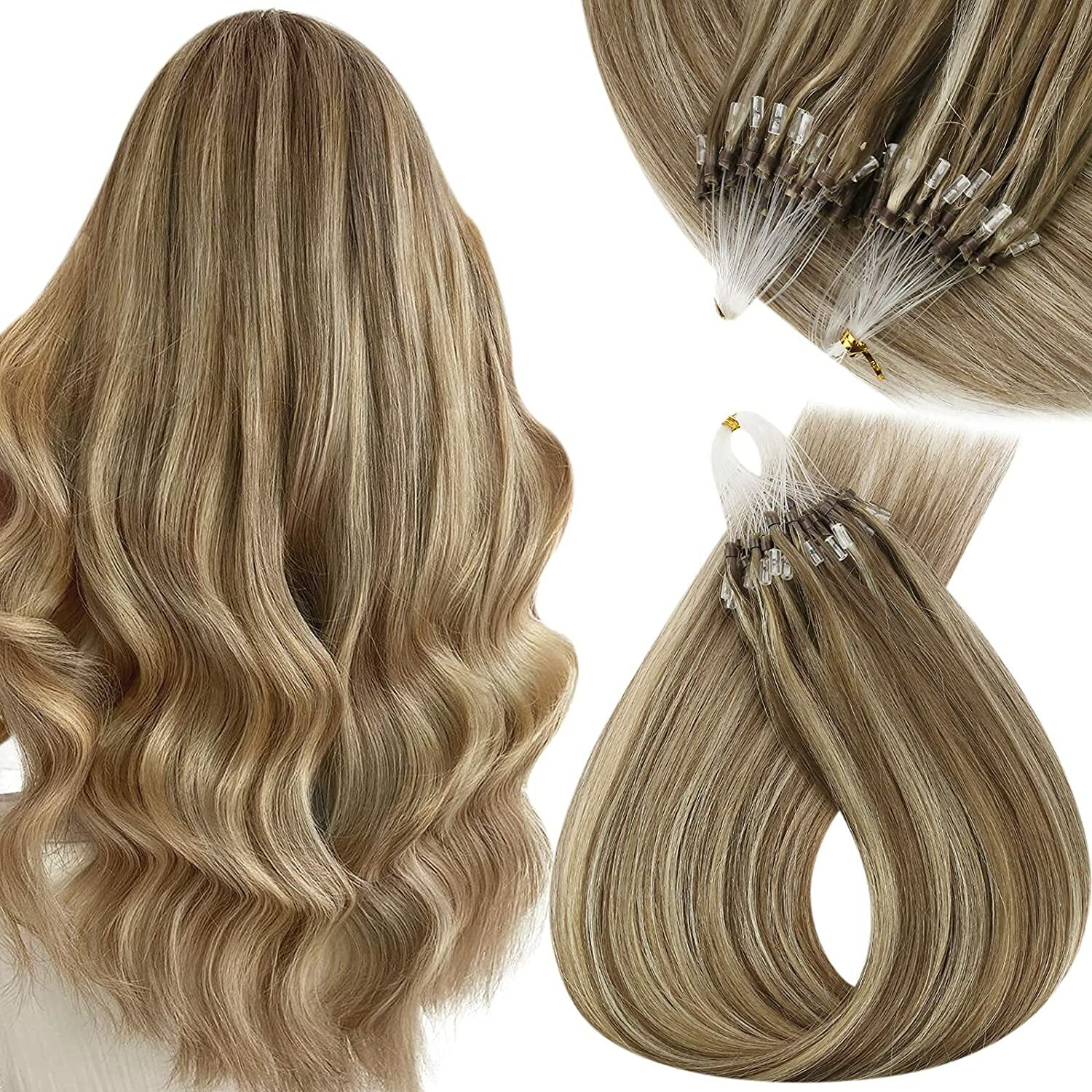 Micro Ring Loop Link Silicone Micro Beads Tip Hair Extensions100%Real Human Hair