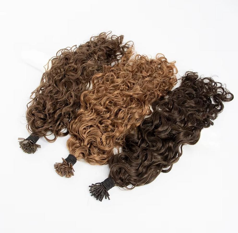 PRE BONDED Flat Tip Curly Wavy Hair 100% Remy Human Hair Extensions 100g