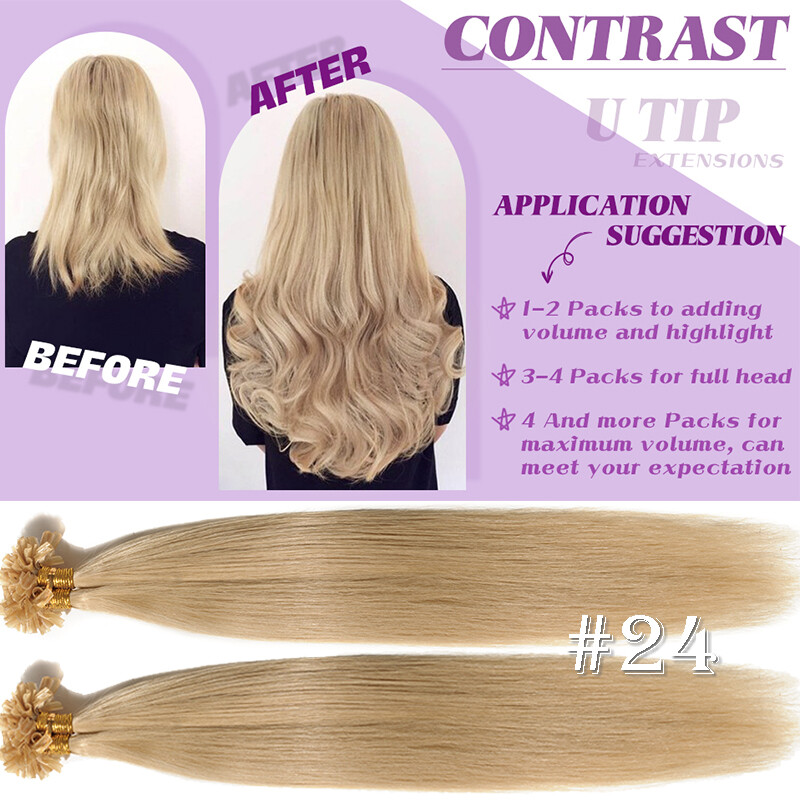 150g Full Head Thick Flat Nail U Tip Real Human Remy Hair Extensions Highlight