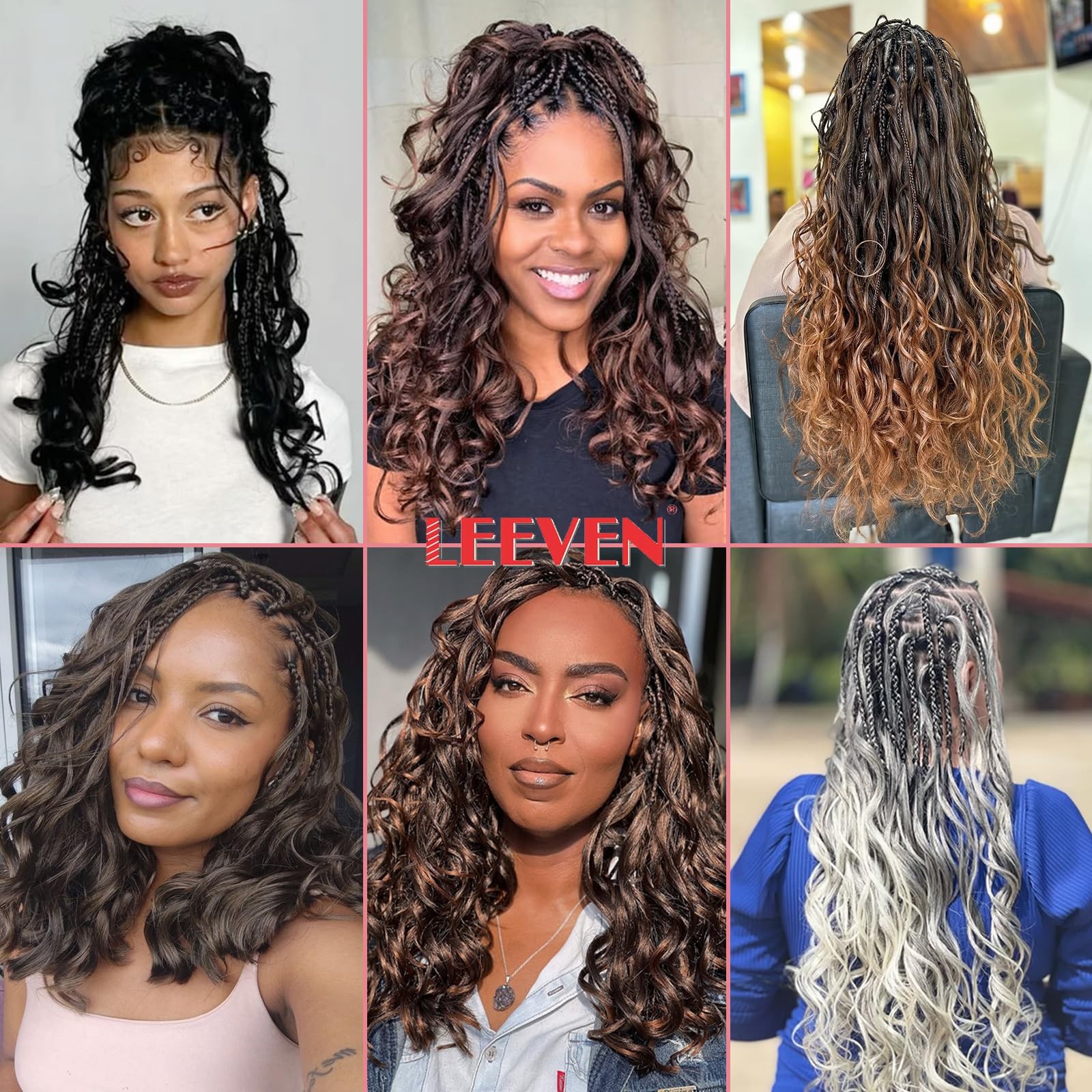 Boho French Curl Crochet Braids 14 Inch 8 Packs Black Pre Looped Curly Croche…