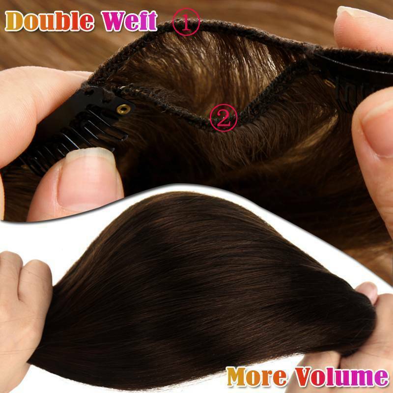 US Extra Thick Remy 100% Human Hair Extensions Clip In Full Head Double Weft 18″