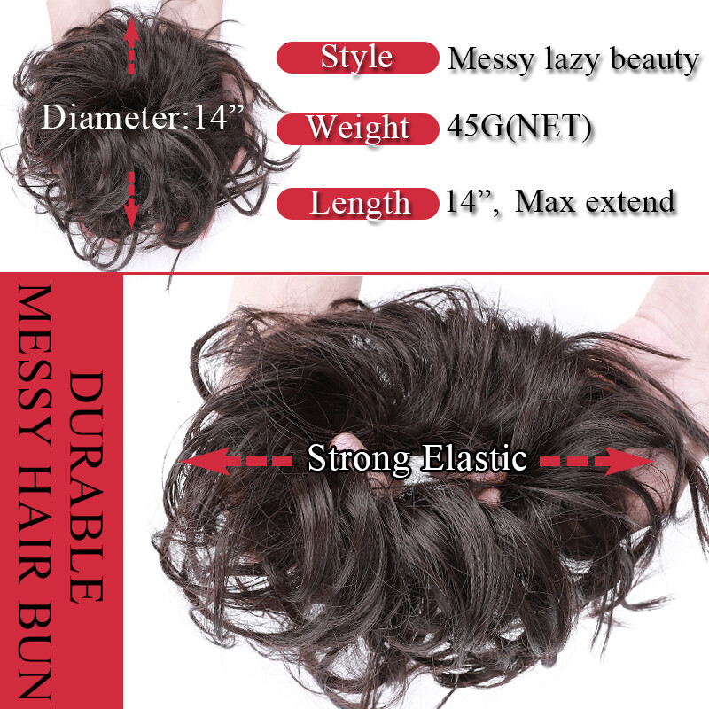 X-LARGE THICK Messy Bun Hair Piece Scrunchie Curly Wrap Hair Extensions as Human