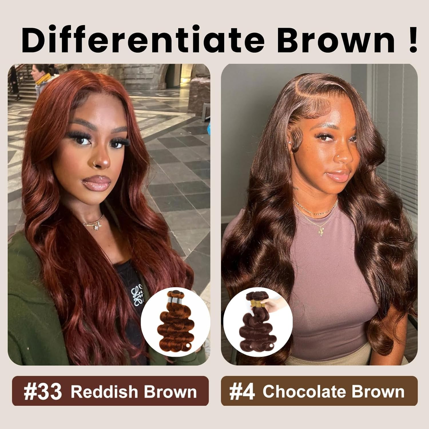 Chocolate Brown Body Wave Human Hair Bundles 18 20 22 Inch Soft Thick Bundles